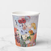 Vincent van Gogh - Vase met Rozen en Anemones Papieren Bekers (Achterkant)