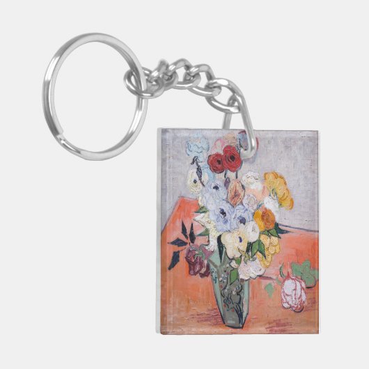 Vincent van Gogh - Vase met Rozen en Anemones Sleutelhanger (Voorkant Links)