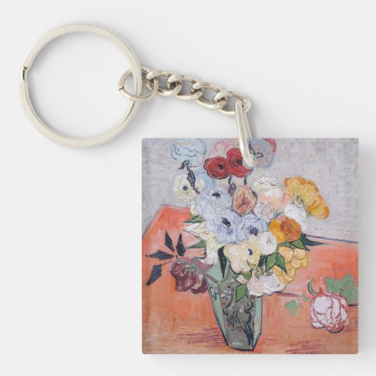Vincent van Gogh - Vase met Rozen en Anemones Sleutelhanger (Voorkant)