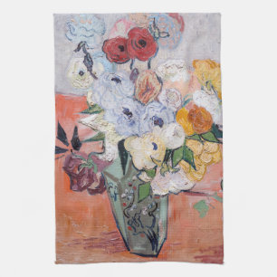 Vincent van Gogh - Vase met Rozen en Anemones Theedoek