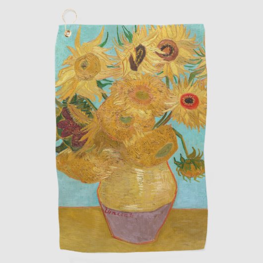 Vincent Van Gogh - Vase met twaalf zonnebloemen Golfhanddoek (Voorkant)