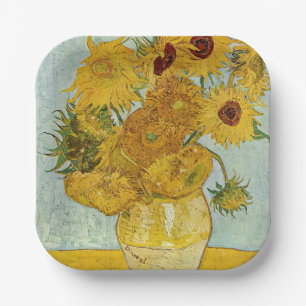 Vincent Van Gogh - Vase met twaalf zonnebloemen Papieren Bordje