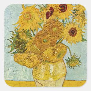 Vincent Van Gogh - Vase met twaalf zonnebloemen Vierkante Sticker