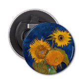 Vincent van Gogh - Vase met vijf zonnebloemen Button Flesopener (Voorkant)