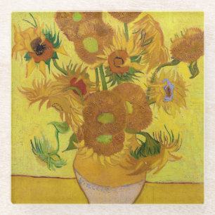 Vincent van Gogh - Vase met vijftien zonnebloemen Glazen Onderzetter