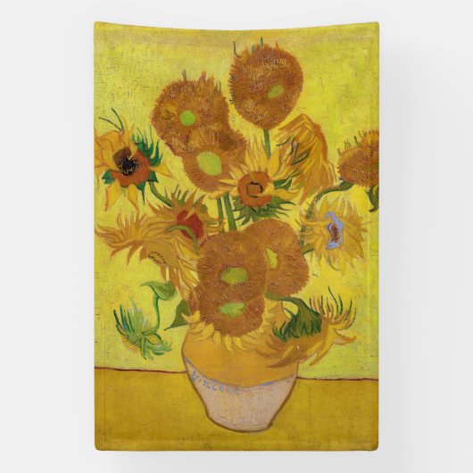 Vincent van Gogh - Vase met vijftien zonnebloemen Spandoek (Verticaal)