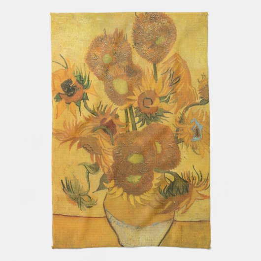 Vincent van Gogh - Vase met vijftien zonnebloemen Theedoek (Verticaal)