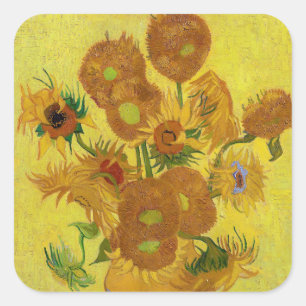 Vincent van Gogh - Vase met vijftien zonnebloemen Vierkante Sticker
