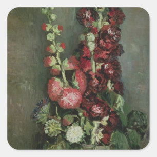 Vincent van Gogh Vase of Hollyhocks, 1886 Vierkante Sticker
