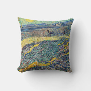 Vincent van Gogh - Veld met ploegende boeren Kussen