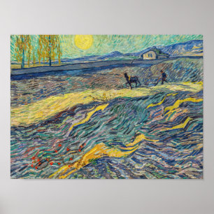 Vincent van Gogh - Veld met ploegende boeren Poster