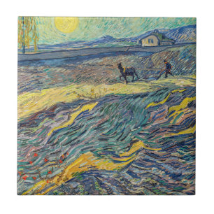 Vincent van Gogh - Veld met ploegende boeren Tegeltje