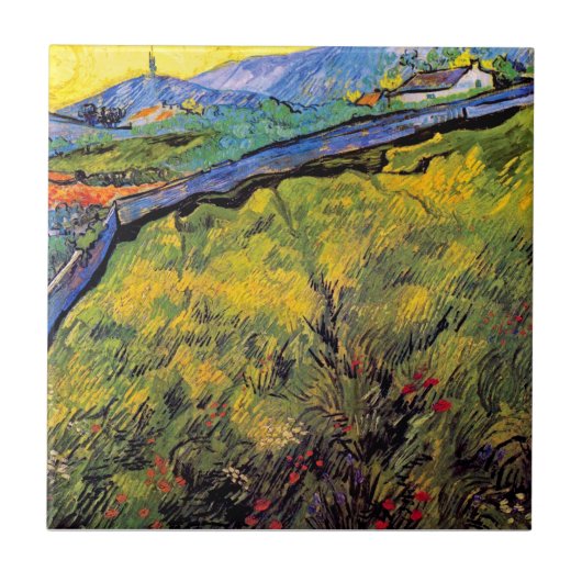 Vincent van Gogh - Veldgebied van voorjaarstarwe Tegeltje (Voorkant)