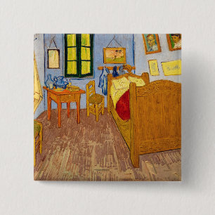 Vincent van Gogh - Vincent's Bedroom in Arles Vierkante Button 5,1 Cm