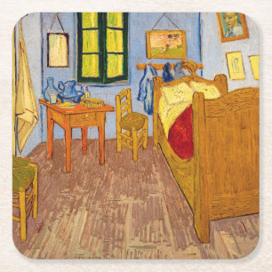 Vincent van Gogh - Vincent's Bedroom in Arles Vierkante Kartonnen Onderzetter