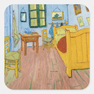Vincent Van Gogh - Vincent's slaapkamer in Arles Vierkante Sticker