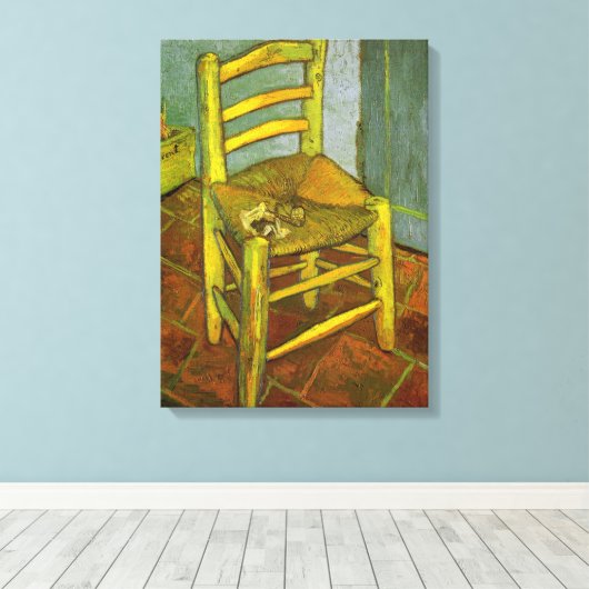 Vincent van Gogh - Vincent's stoel met zijn pijp Canvas Afdruk (Insitu (Houten vloer))