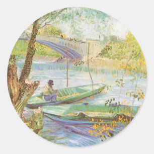 Vincent van Gogh Vissen in de lente, Pont de Clich Ronde Sticker
