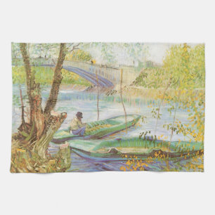Vincent van Gogh Vissen in de lente, Pont de Clich Theedoek
