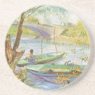 Vincent van Gogh Vissen in de lente, Pont de Clich Zandsteen Onderzetter