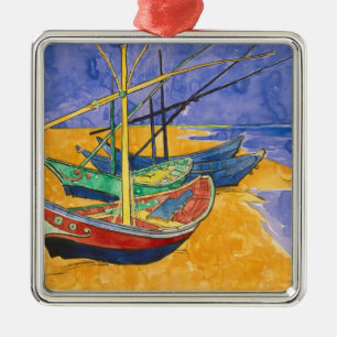 Vincent van Gogh   Vissende boten op de strand Metalen Ornament