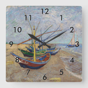 Vincent van Gogh - Vissersboten op het strand Vierkante Klok