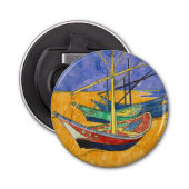 Vincent van Gogh - Vist Boats op het strand Button Flesopener (Voorkant)