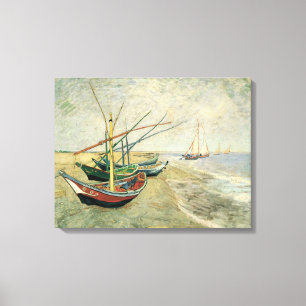 Vincent van Gogh - Vist Boats op het strand Canvas Afdruk