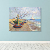 Vincent van Gogh - Vist Boats op het strand Canvas Afdruk (Insitu (Houten vloer))
