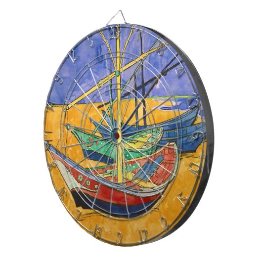 Vincent van Gogh - Vist Boats op het strand Dartbord (Voorkant Rechts)