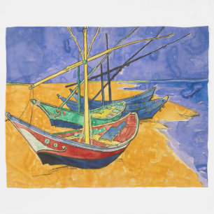 Vincent van Gogh - Vist Boats op het strand Fleece Deken