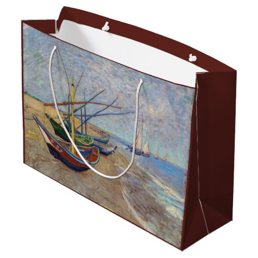 Vincent van Gogh - Vist Boats op het strand Groot Cadeauzakje (Achterkant Gekanteld)