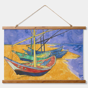 Vincent van Gogh - Vist Boats op het strand Hangend Wandkleed