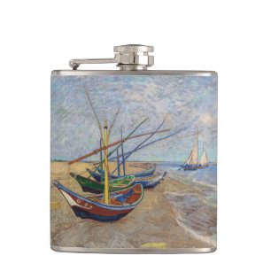 Vincent van Gogh - Vist Boats op het strand Heupfles