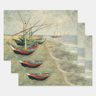 Vincent van Gogh - Vist Boats op het strand Inpakpapier Vel