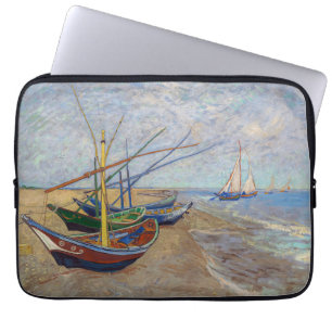 Vincent van Gogh - Vist Boats op het strand Laptop Sleeve
