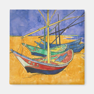 Vincent van Gogh - Vist Boats op het strand Magneet