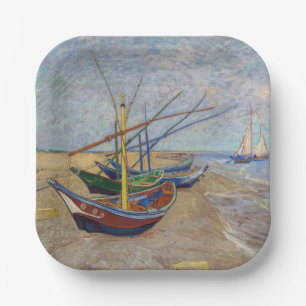 Vincent van Gogh - Vist Boats op het strand Papieren Bordje