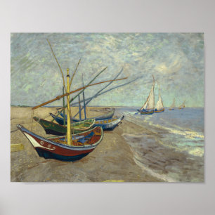 Vincent van Gogh - Vist Boats op het strand Poster