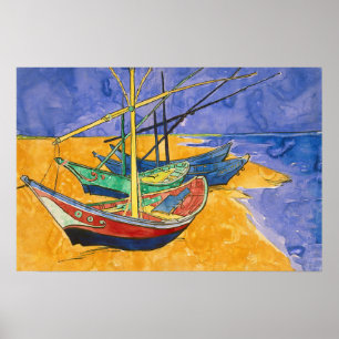 Vincent van Gogh - Vist Boats op het strand Poster