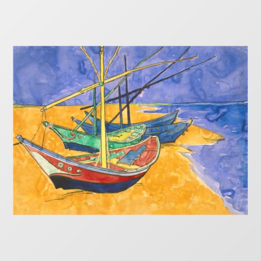 Vincent van Gogh - Vist Boats op het strand Raamsticker (Vel)