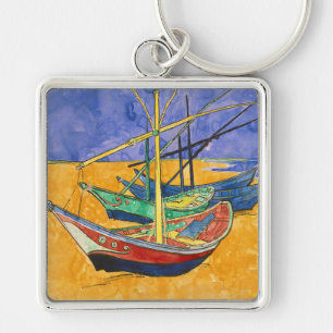 Vincent van Gogh - Vist Boats op het strand Sleutelhanger