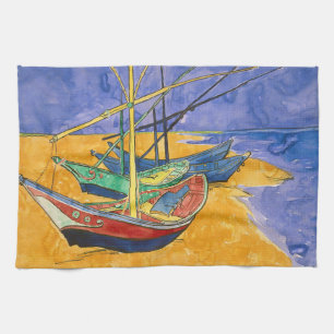 Vincent van Gogh - Vist Boats op het strand Theedoek