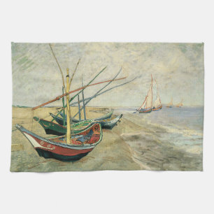 Vincent van Gogh - Vist Boats op het strand Theedoek