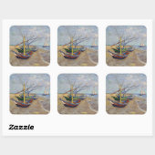 Vincent van Gogh - Vist Boats op het strand Vierkante Sticker (Vel)