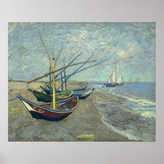 Vincent van Gogh Vist boten op het strand Poster (Voorkant)