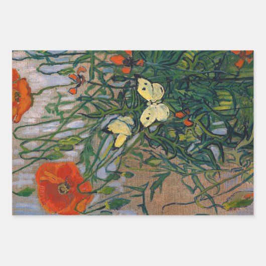 Vincent van Gogh - Vlinders en Klaprozen Inpakpapier Vel (Voorkant)