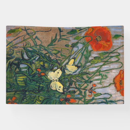 Vincent van Gogh - Vlinders en Klaprozen Spandoek (Horizontaal)