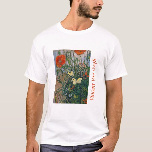 Vincent van Gogh - Vlinders en Klaprozen T-shirt (Voorkant)