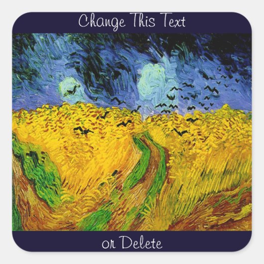 Vincent Van Gogh Wheat Field met Crows Vierkante Sticker (Voorkant)
